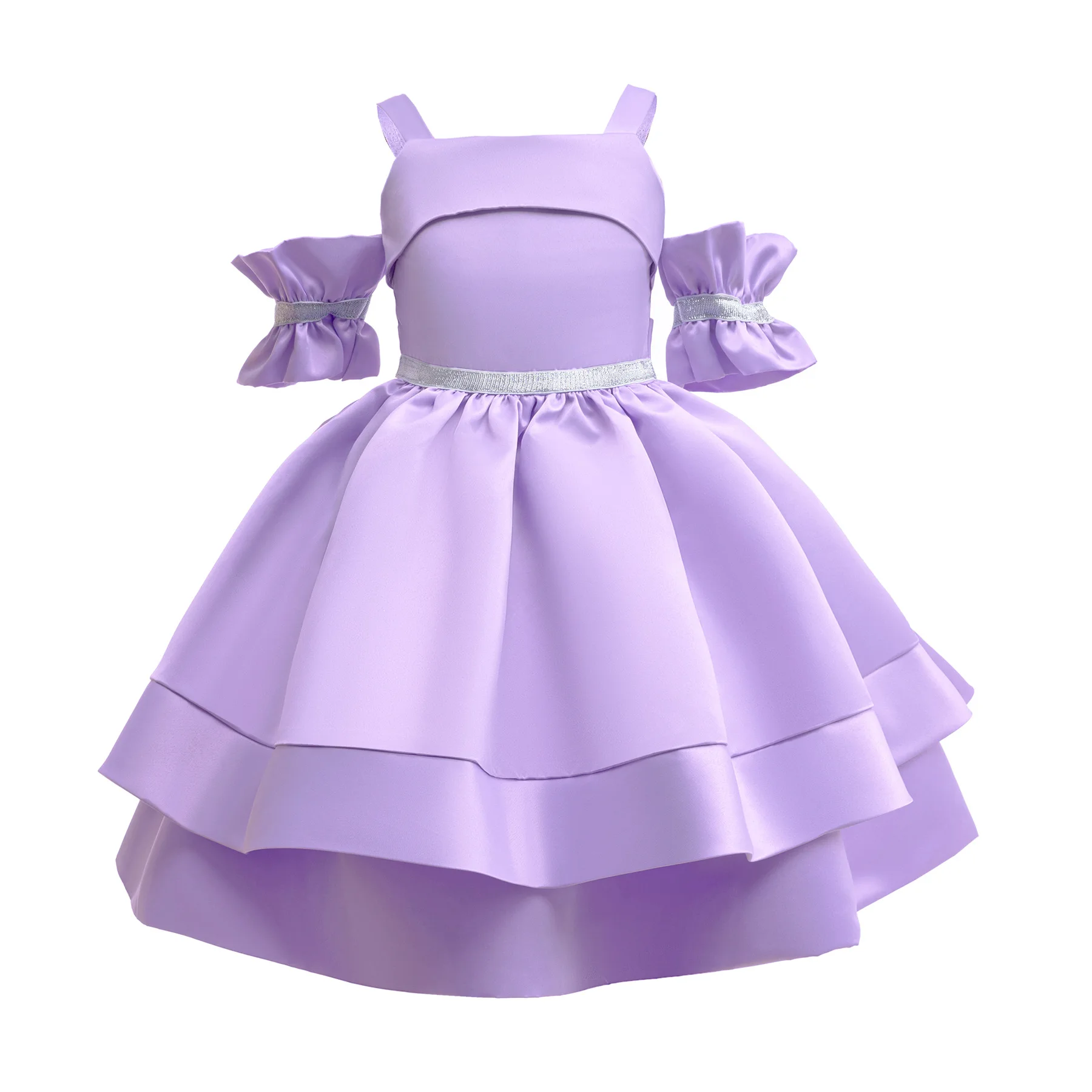 Fashion Little Princess Dress Birthday Party Gifts New Kids Clothes 2 3 4 5 6 7 8 9 10 Years Girls Dress Summer Solid Solor