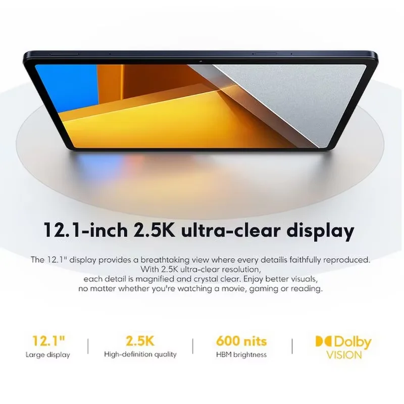 POCO Pad Global Version Tablet 8GB 256GB 10000mAh Snapdragon 7s Gen 2 Octa core 12.1'' 120Hz 2.5K Display