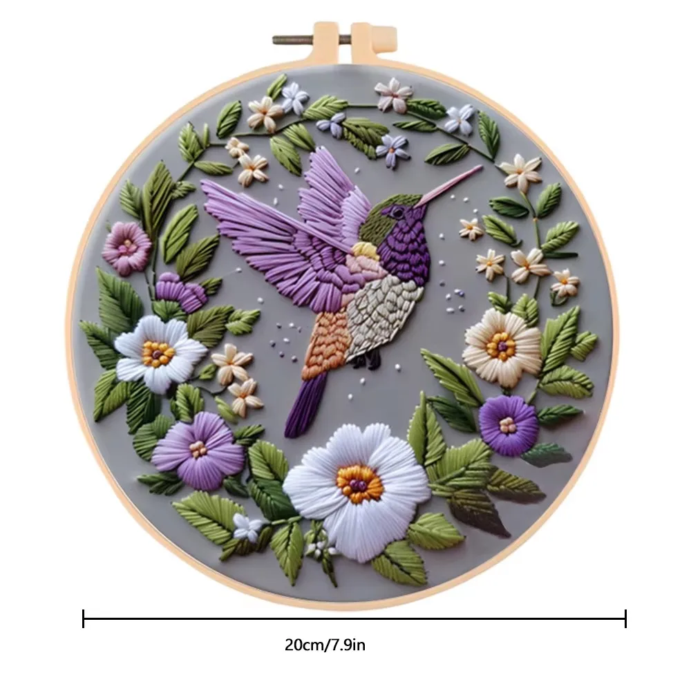New Embroidery Flower Pattern DIY Cross Stitch Animal Bird Painting With Hoop Adult Beginner