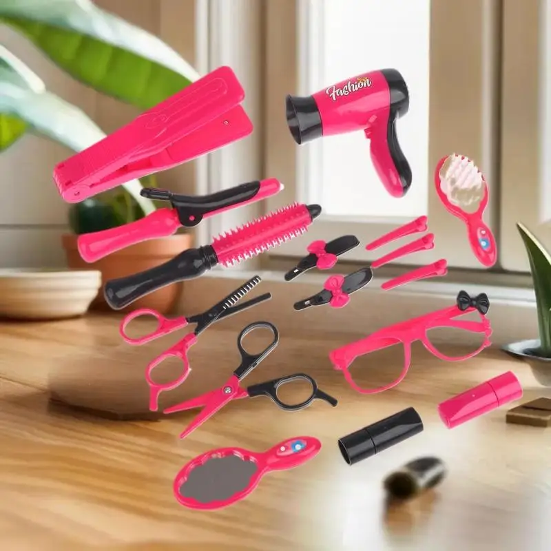 17 قطعة مجموعة صالون تجميل الفتيات طقم مكياج للطفل التظاهر اللعب لعبة تأثيري للحزب لعبة Maquillage juguetes الفتيات هدية عيد ميلاد #2