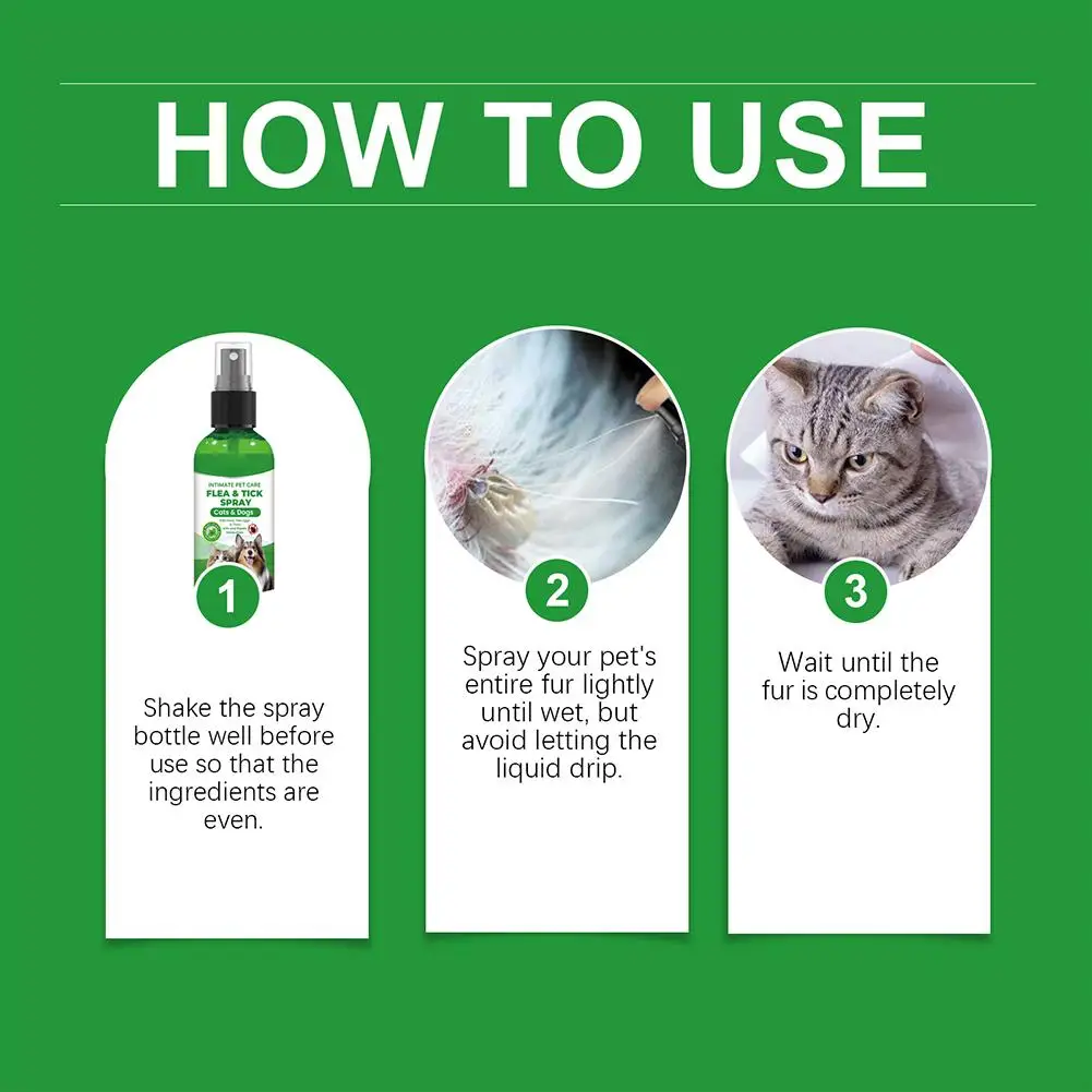 100ml Dog Cat Repel Fleas Mites Pet Cleaning Spray Hair Skin Insect Repellent Spray Pet Insect Repellent Daily Gentle Care Agent - view 3