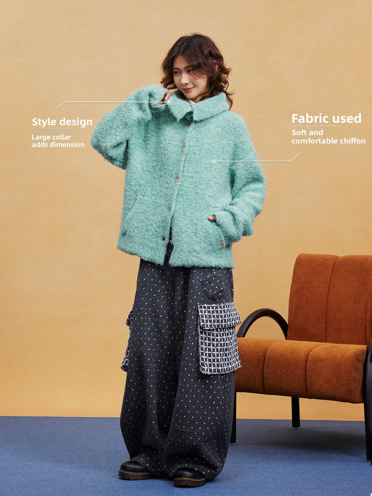 

Maood Нейтральный повседневный модный осенне-зимний свитер, кардиган, круглая пряжа, воротник с перекрытием, теплый термостойкий длинный свеч Crew...