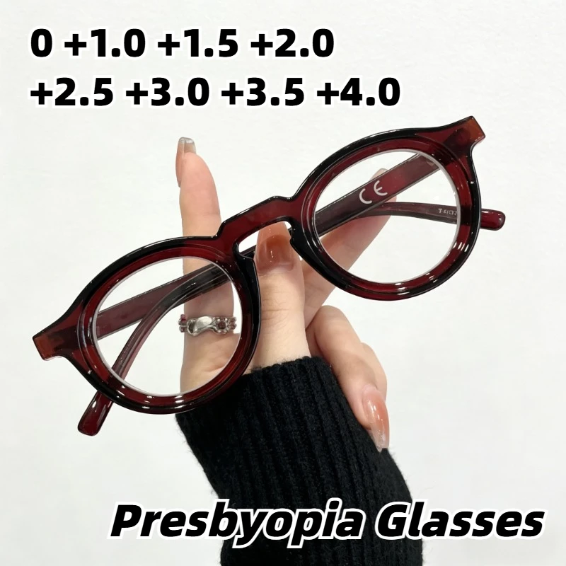 

New Round-Frame Anti Blue Light Presbyopia Glasses High Definition Reading Eyewear for Women with Plus Diopter 0 To +4.0