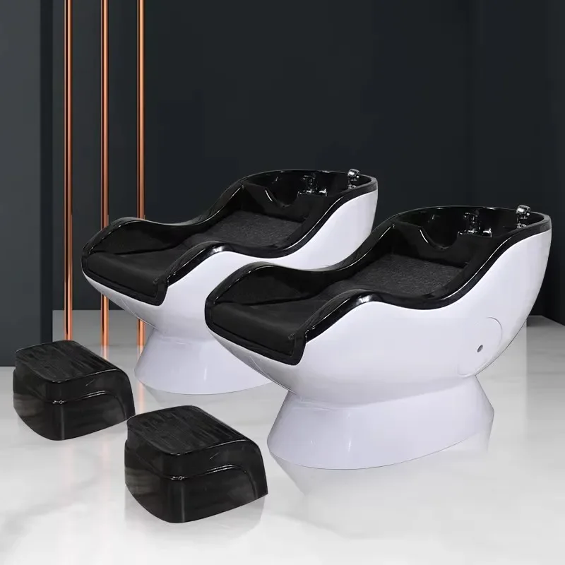 Fiberglass High-End Barber Shop Minimalist Japanese Style Shampoo Chair Retro Lying Half Flushing Bed