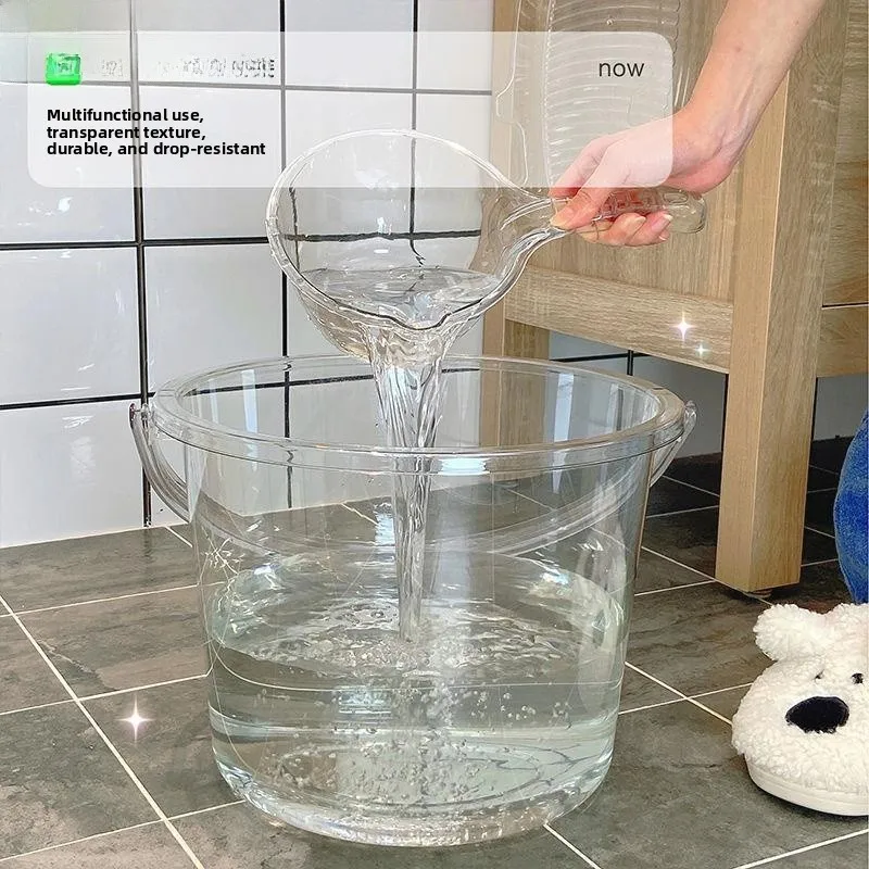 

Large Transparent Acrylic Plastic Buet Handheld Bathing Buet with Lid for Home Use Durable Water Buet Floor Cleaning Tools