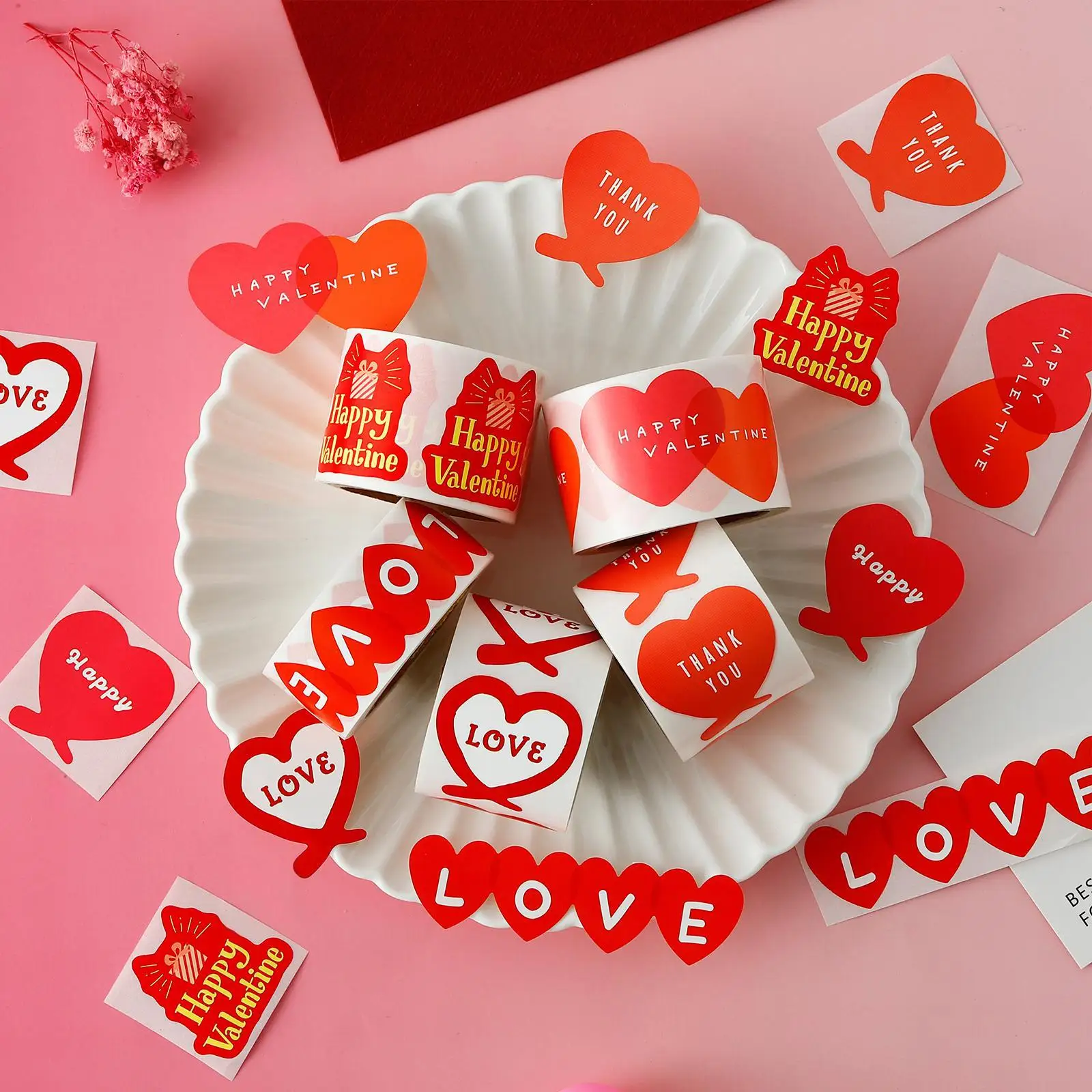 120 قطعة/لفة عيد الحب على شكل قلب ملصقات لاصقة حمراء لطيف الحب ملصقات ل المغلف بطاقة الختم هدية التفاف هدايا الحفلات