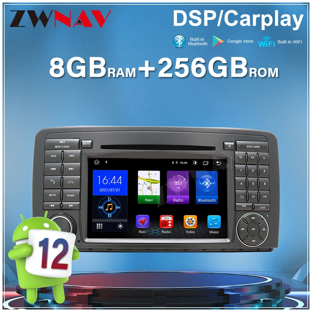 8 Core 7'' For Benz R-Class Android12 Car Radio Auto Touch Screen BT5.0 GPS Navigation Wireless Carplay Stereo Multimedia Player