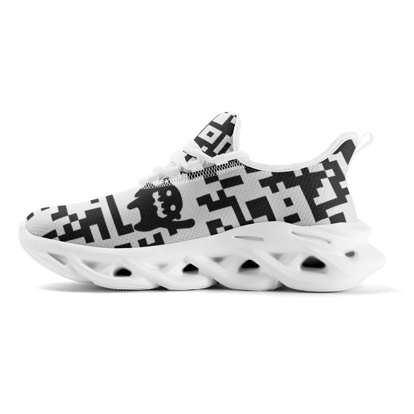 

Custom Shoes QR Code Pattern Casual Sneakers Teenager Lightweight Running Shoes Mesh Lace Up Footwear EUR36-48
