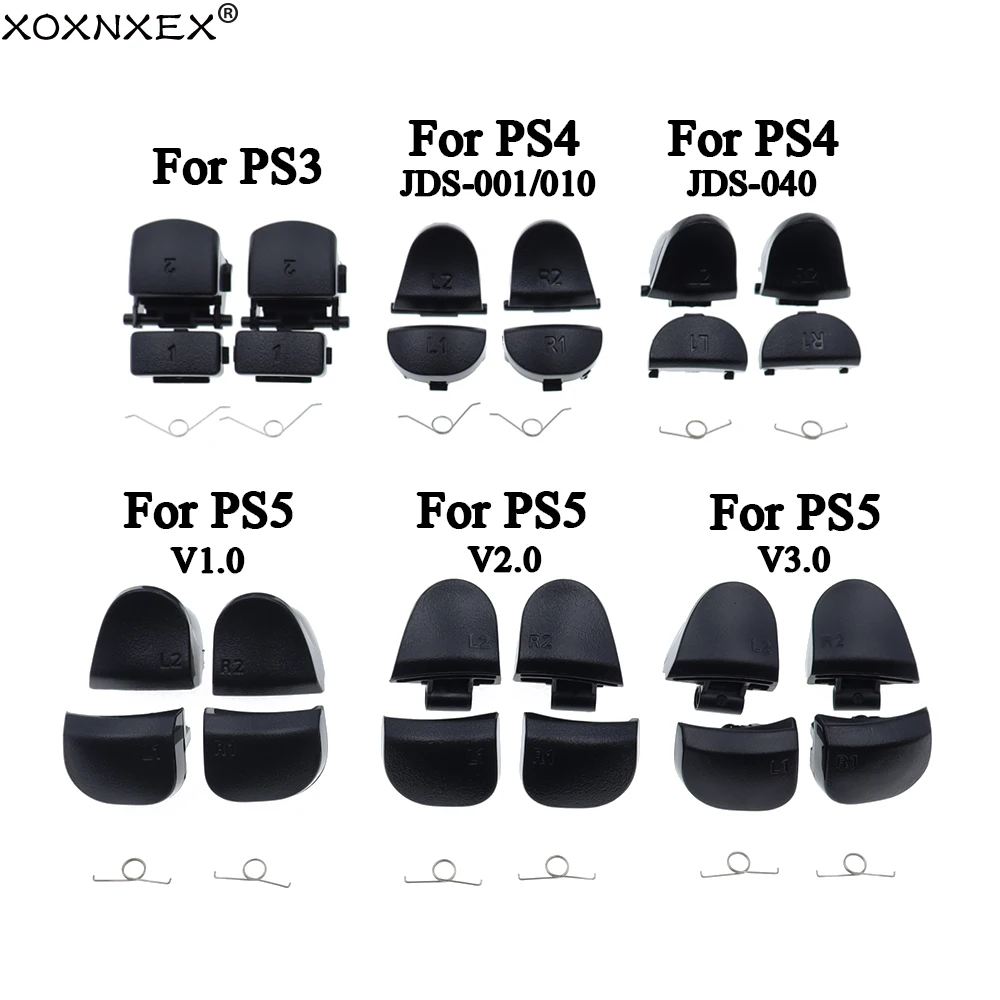 PS3 PS4 Pro Slim PS5 컨트롤러 게임 키용 블랙 1세트 (스프링 포함) 교체용 R1 L1 R2 L2 트리거 버튼