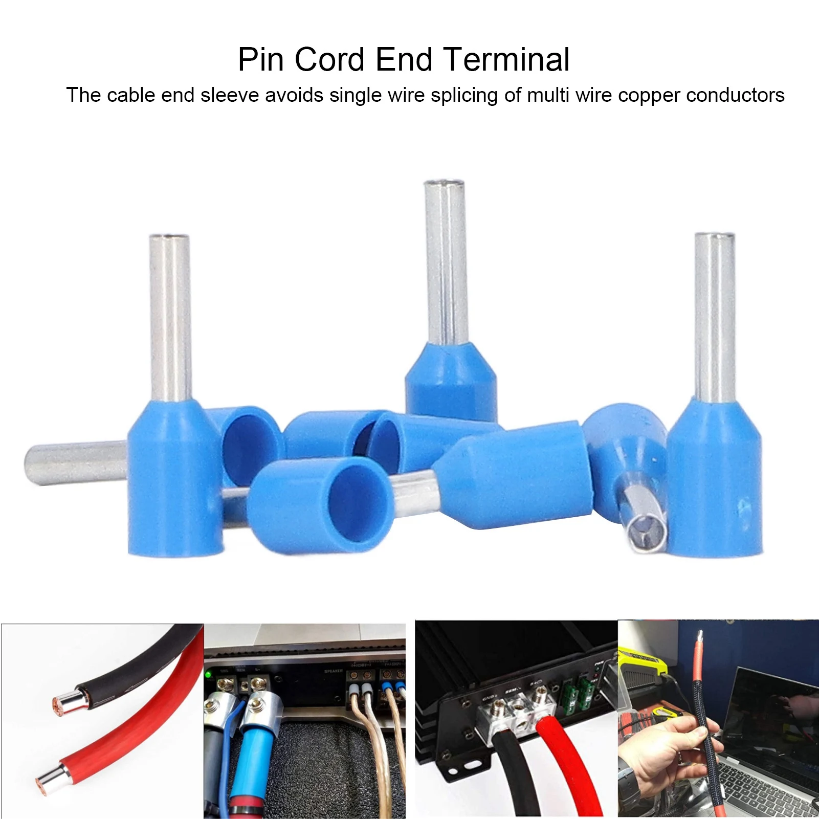 Insulated Ferrule Terminals Copper PVC Shell Sufficient Quantity Pin Cord End Terminal Multipurpose for Electronic Equipment