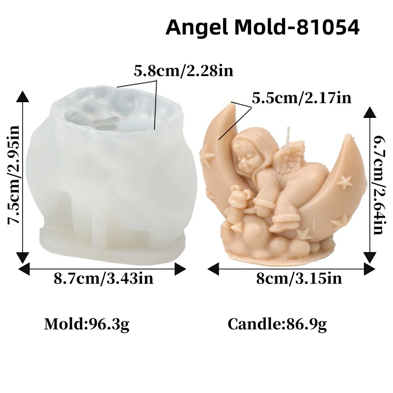 لطيف أجنحة الورد الملاك على شكل سيليكون شمعة قوالب ثلاثية الأبعاد الكروب SleepMoon تصميم لتقوم بها بنفسك قذيفة الحلزون الملاك الراتنج قالب رائحة ديكور المنزل