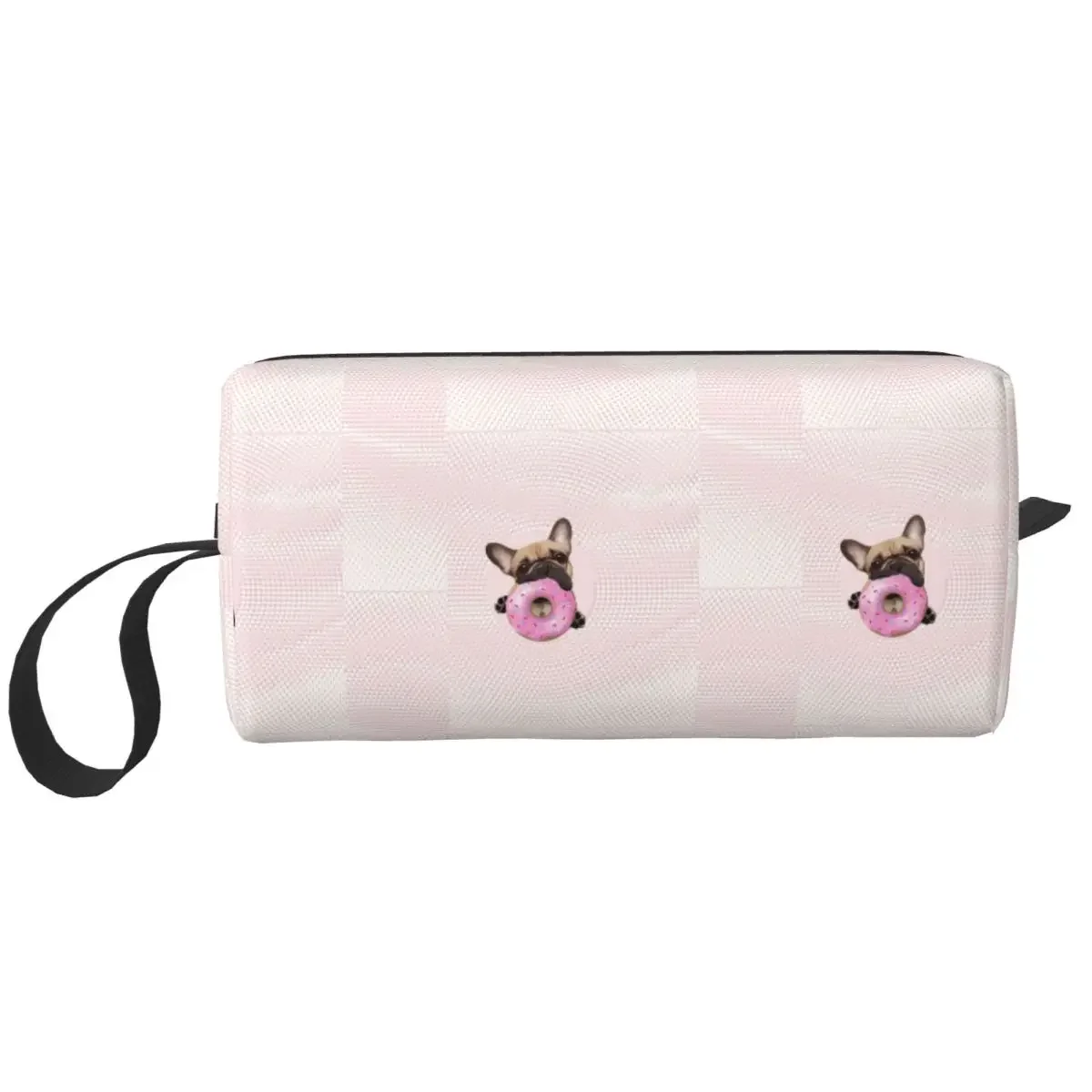 French Bulldog Lovers, Sweet Frenchie With Pink Donuts Makeup Bag  Toiletry Cosmetic Bag for Women Beauty Travel Pencil Case