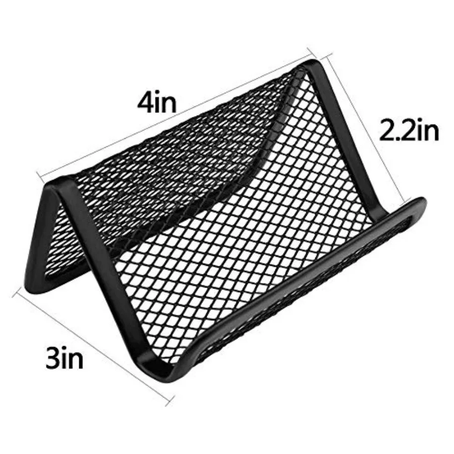 Black Metal Mesh Business Card Holder Desk Business Card Organizer for Desk Office Name Card Black, 6 Pack