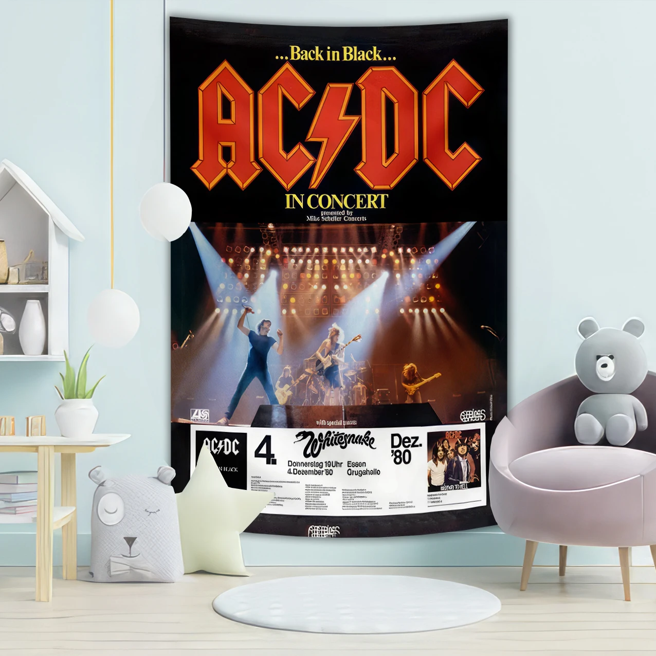 

Ac/Dc Acdc Back In Black Tour Art Poster Wall Hanging Living Room Dorm Room Decor Aesthetic Background Birthday Gifts