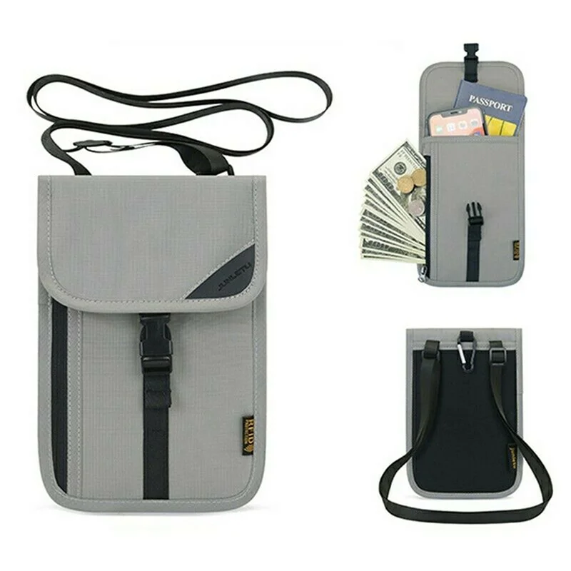 Waterproof Nylon Travel Anti-theft Document Storage Bag Card Passport Bag Neck Wallet Money Document Card Passport Pouch