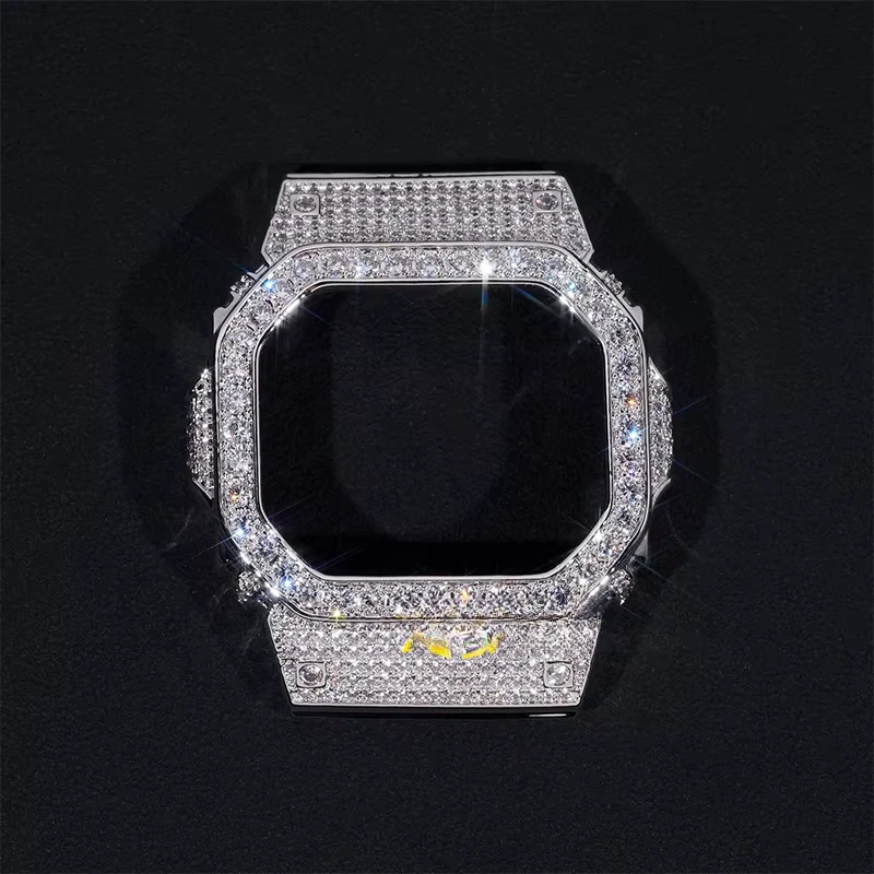 New Arrival GA5600 Custom G Fashion Shock 925 Silver 18K White Gold Plated Iced Out Diamond Watch Bezel for Watches