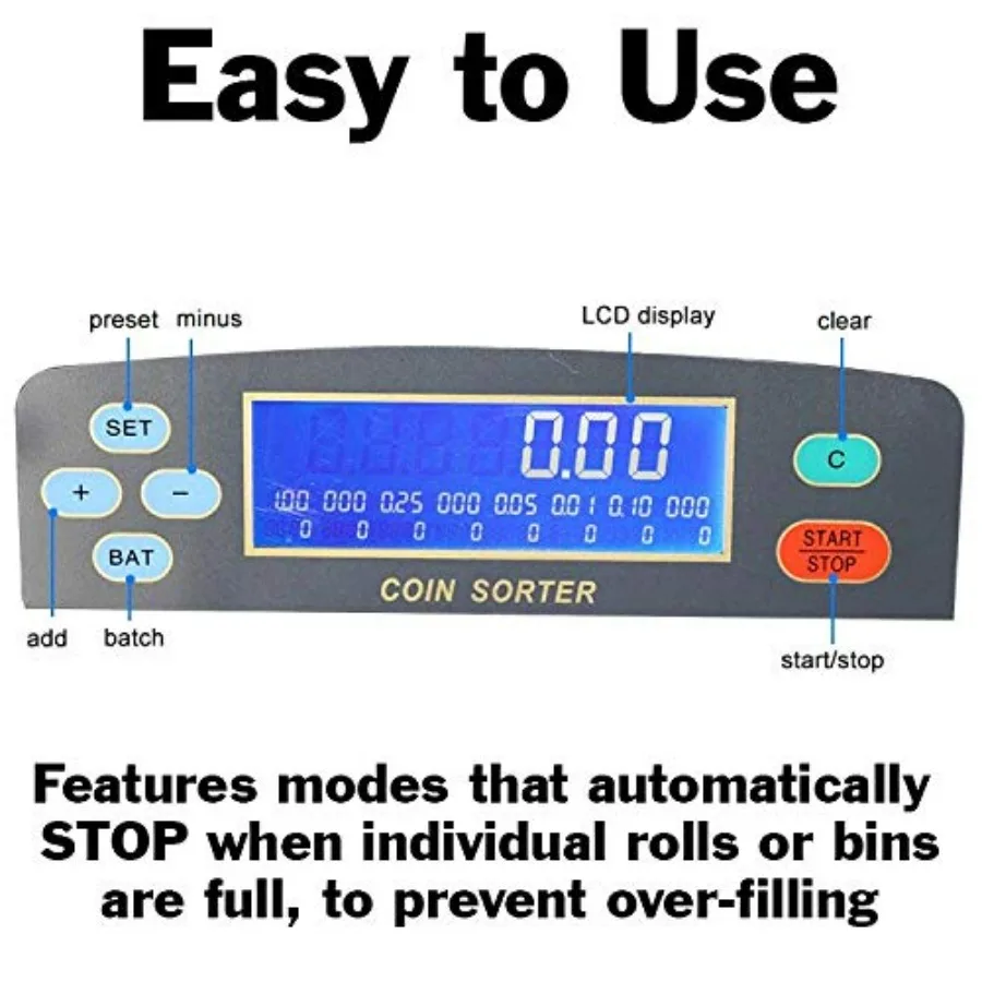فارز وعداد مع شاشة LCD لإدارة العملات المعدنية الفعالة في أنواع الشركات المصرفية المنزلية للاستخدام المنزلي