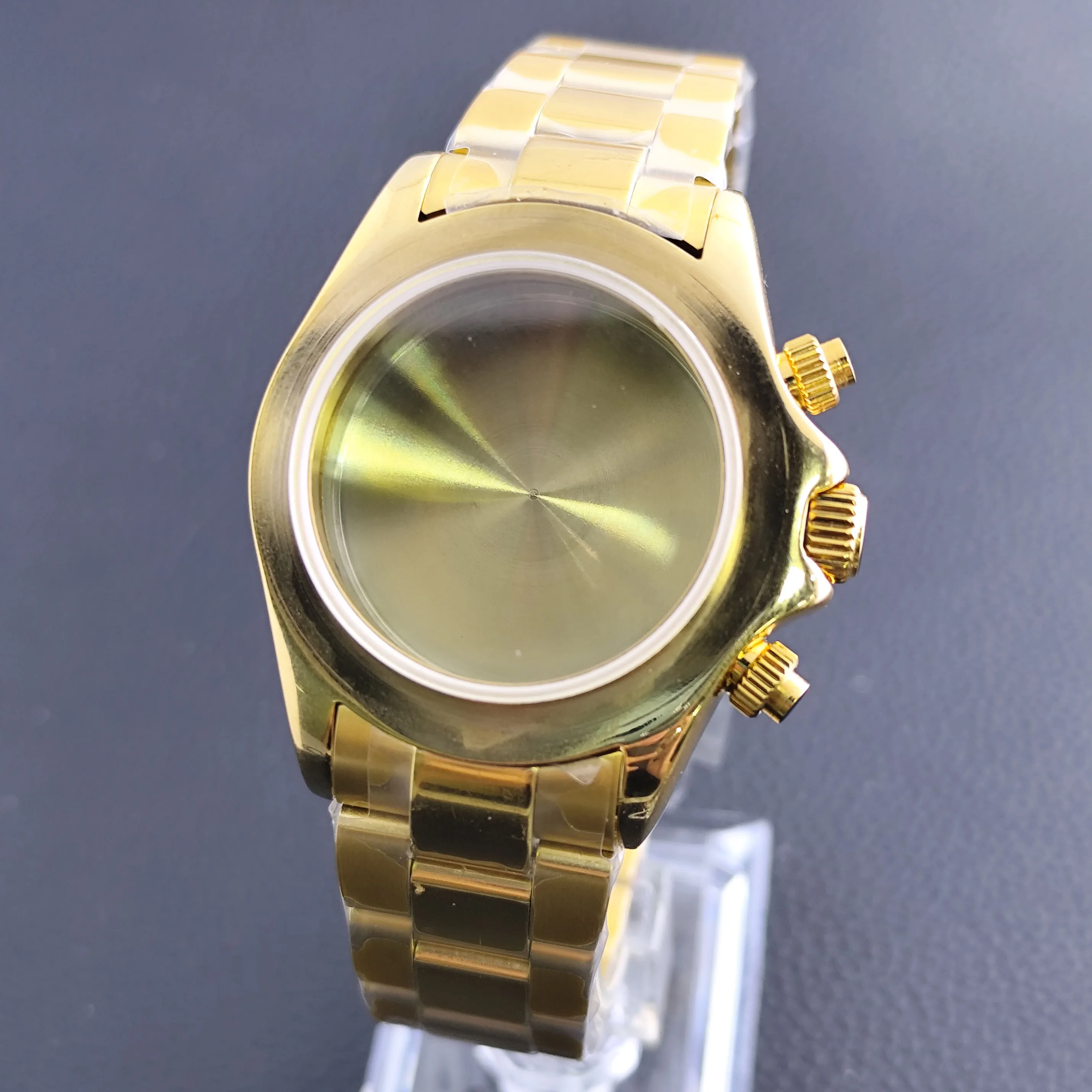 VK63 케이스 골드 케이스 사파이어 유리 적합 VK63 무브먼트 VK63 스트랩 시계 액세서리