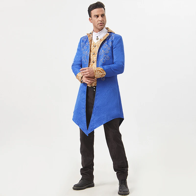 معطف رجالي على الطراز القوطي الشرير لعام 2025 للحفلات على الطراز الفيكتوري Steampunk |   خليط التطريز الرائع |   زي الهالوين التنكري