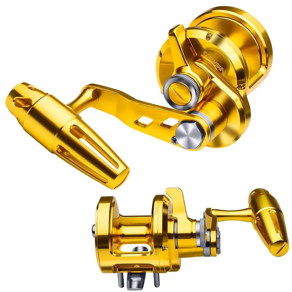 PRO BEROS Троллинговая катушка 5,7:1 Высокоскоростная алюминиевая катушка для джиговой ловли с ЧПУ, 40 фунтов, максимальное сопротивление, колесо для морской рыбалки с Т-образной ручкой Pesca