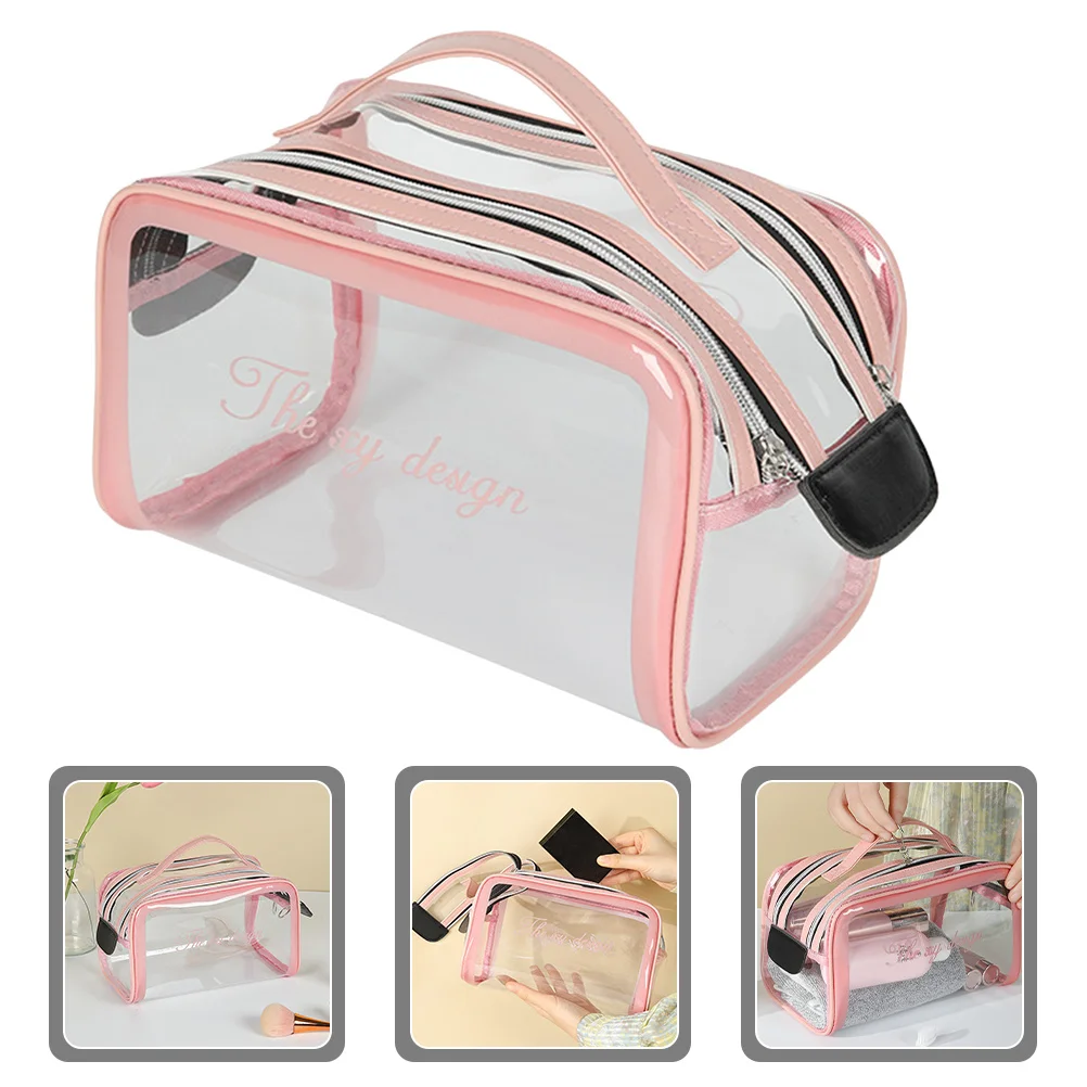 

Dual Zipper Clear Bag Large Capacity Travel Makeup Organizer Pouch Transparent Toiletry Storage Bag For Women Teen