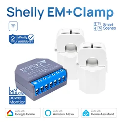 Shelly EM + Clamp Domotica WiFi Operated Energy Meter Contactor Control Internal Memory Measurement And Configurable Alarm