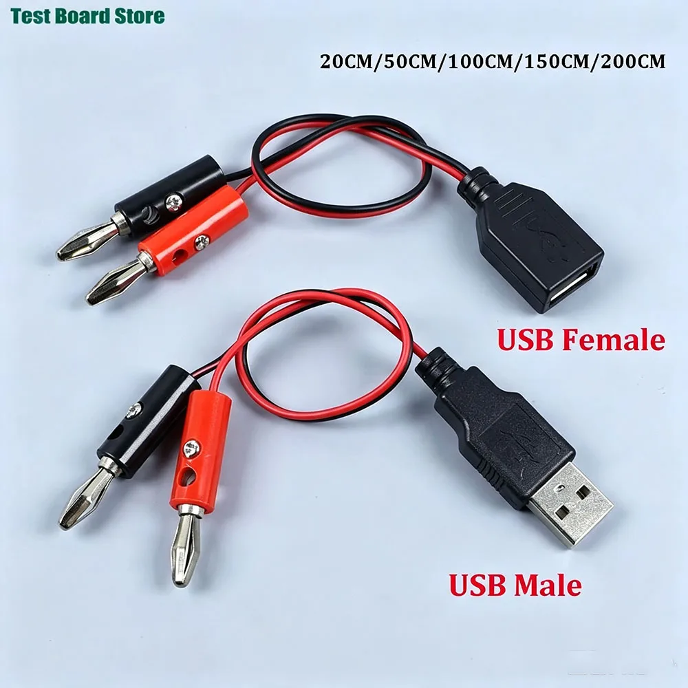 1Pcs USB Male/Female to 4MM Banana Plug Test Lead A Female Charging Cable USB Socket to Banana Plug Connection Conductive Wire