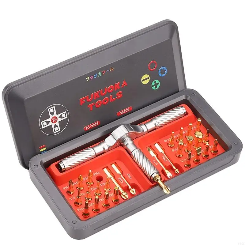 30 in 1 Rotating Screwdriver Set Repair Tool with Detachable Handle Y4QC