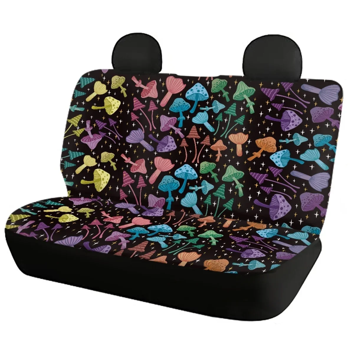 Colorful Fantasy Mushroom Print Auto Front Back Seat Covers Vehicle Clean Protector High Quality Luxury Design Soft Car Supplies