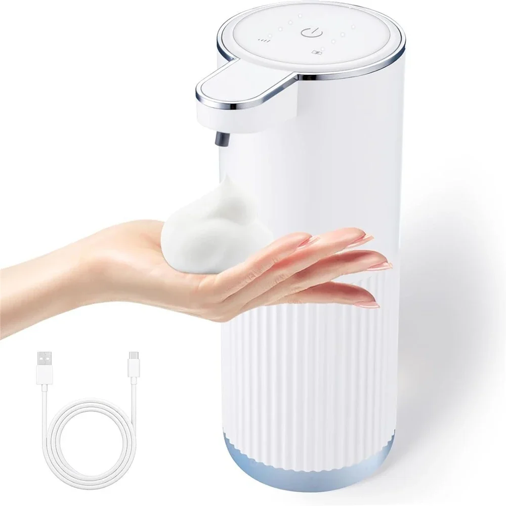 

380ml Automatic Soap Dispenser USB Rechargeable Foam Dispenser Electric 4 Levels Adjustable Foam Soap Dispenser Pump Bathroom