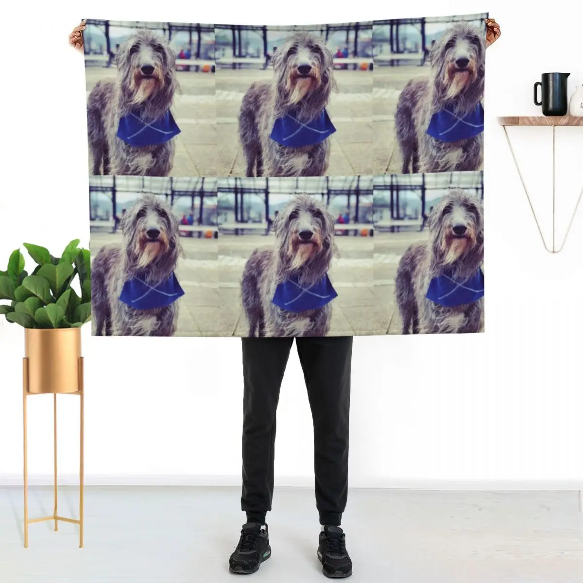 Scottish Deerhound with Scottish Flag Throw Blanket