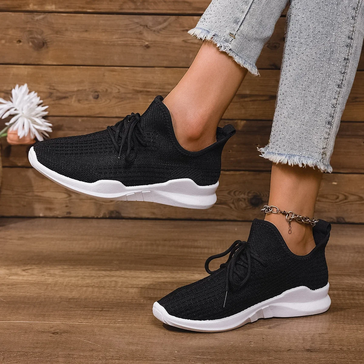 

Fashionable Selling Square Toe Mesh Comfortable Women's Shoes Spring Autumn New Elegant Series Breathable Sports Leisure Shoes