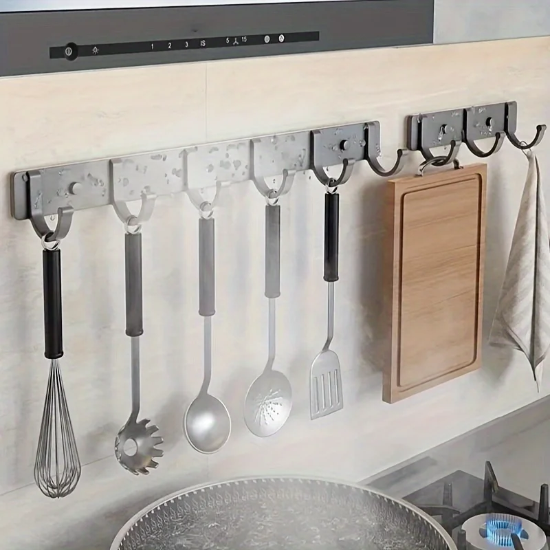 Suitable for bathroom, living room, kitchen, modern wall rod storage hooks, kitchenware storage racks, kitchen accessories