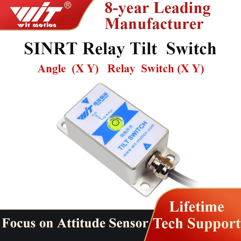 WitMotion SINRT Dual-axis High Precision ( 0.05° ) Relay-Output-Type Tilt Switch, Anti- Vibration Tilt Angle Alarm Sensor (IP67)