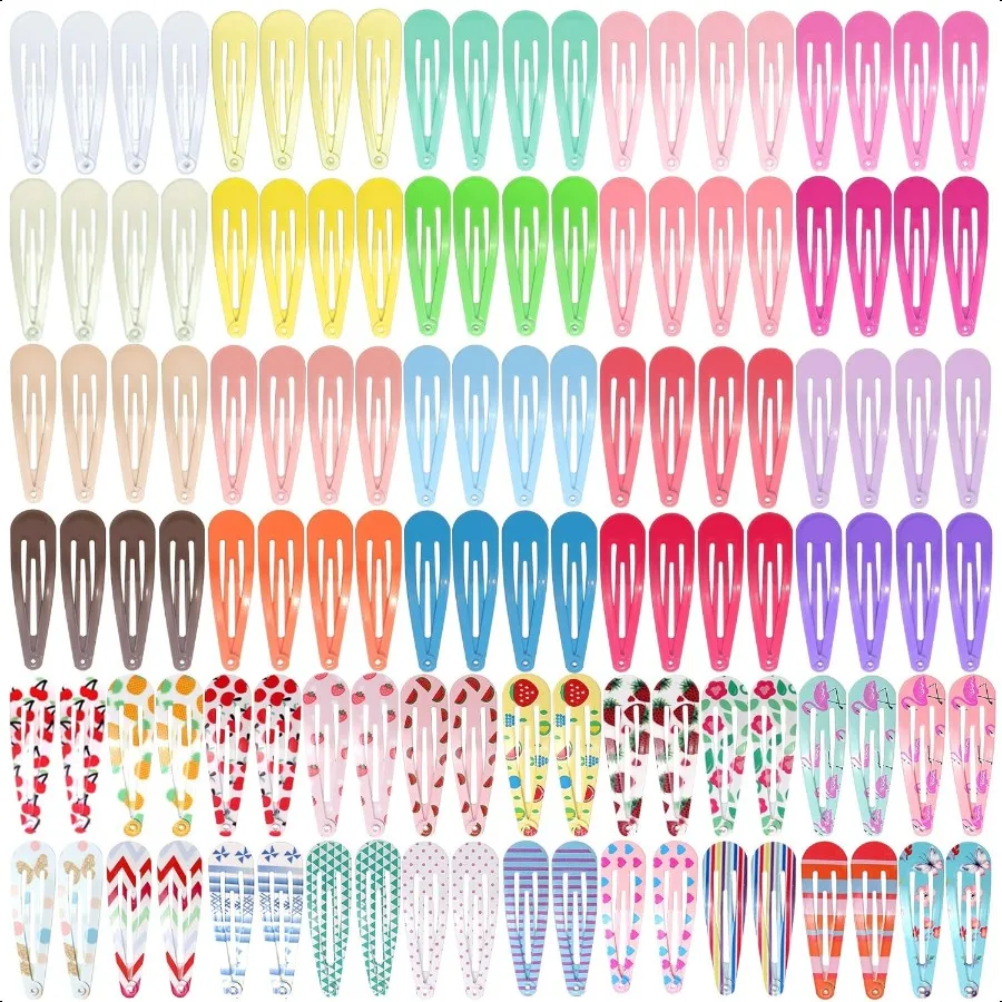 

120 Pcs 2 Inch Candy Color Barrettes and NonSlip Metal Snap Hair Accories for Teens and Women 40 Assorted Colors