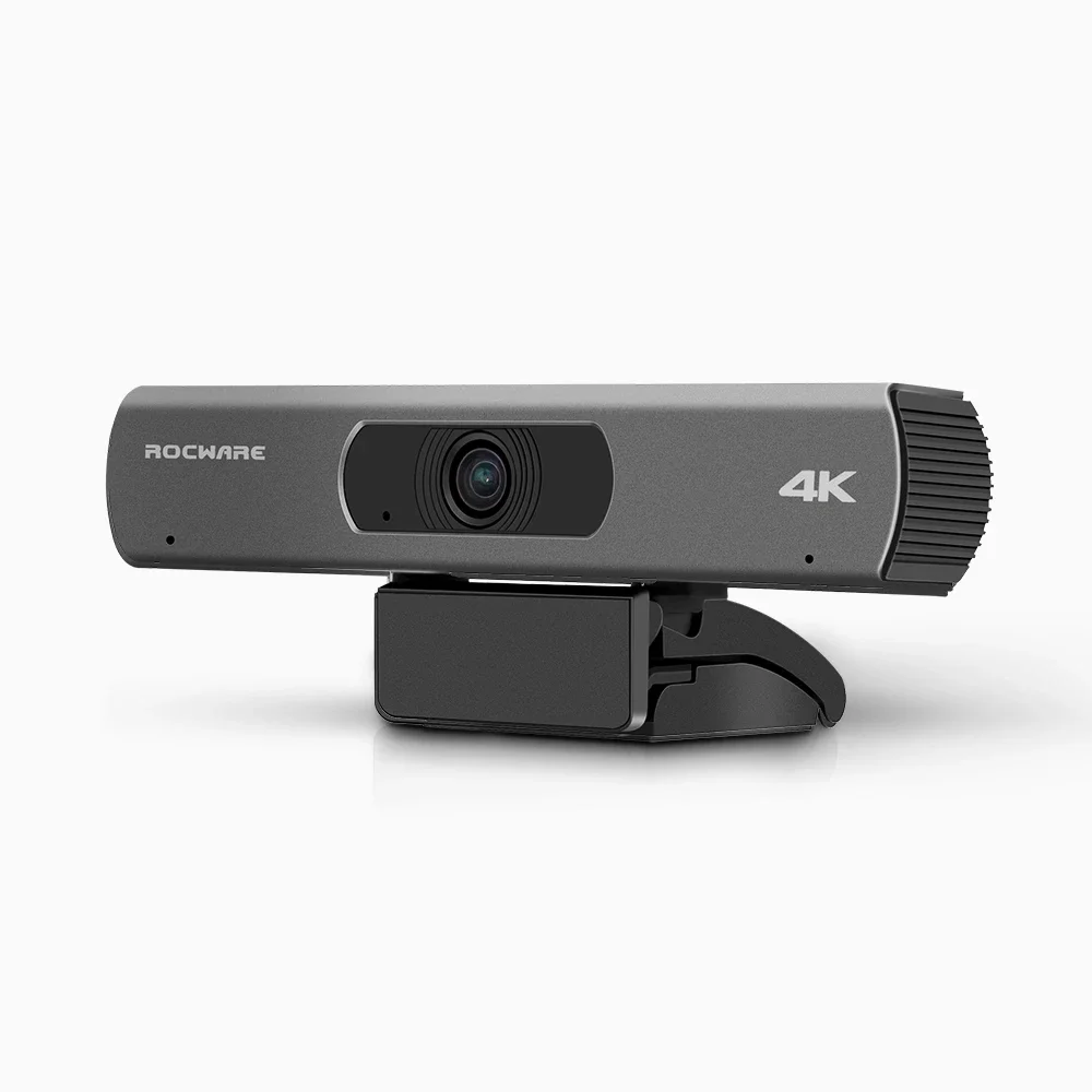 عرض ساخن لعام 2025 كاميرا ويب Rocware 4K Ultra eptz كاميرا ويب اجتماع Google USB جاء 120 درجة 8x تكبير مكبر صوت عالي الدقة تتبع كاميرا ويب AI جسم الإنسان