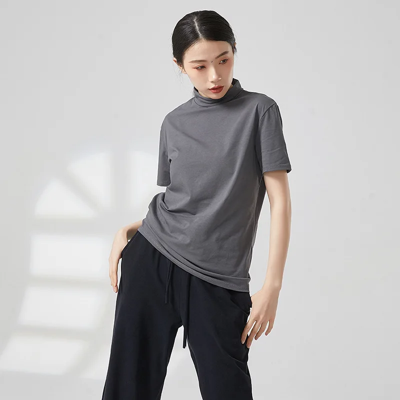 Одежда для современных танцев, мужская черная маленькая водолазка, тонкая футболка, базовая тренировочная балетная классическая мужская с короткими рукавами и