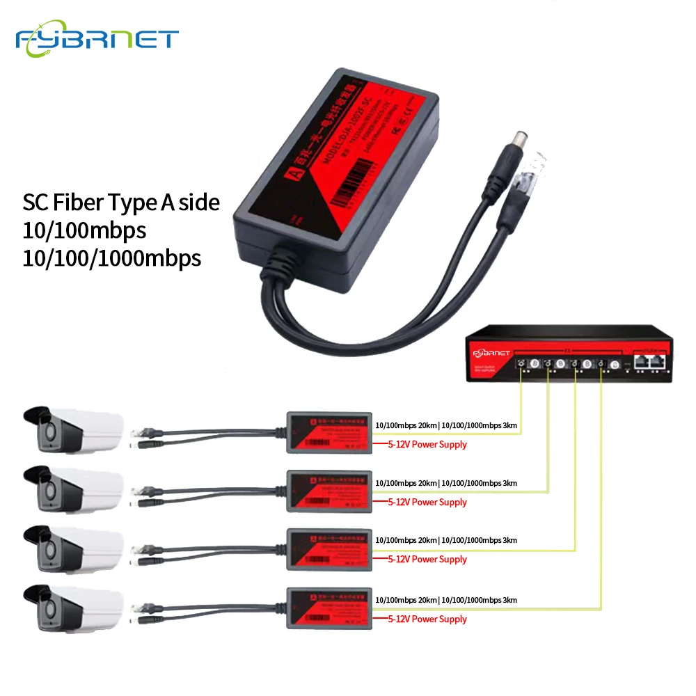 1 PCS 10/100Mbps Mini 1F1E SC Fiber Media Converter Fiber Transceiver Singlemode Simplex 10/100M SC 20KM Fiber Switch