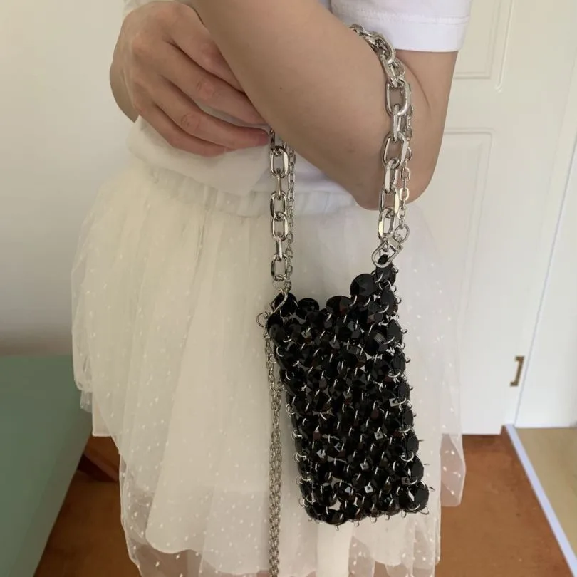 Beaded Bag Hand-held Summer Shoulder Pearl Put Phone Lipstick Crossbody Hollow Woven Bag Purses and Handbags Luxury Designer