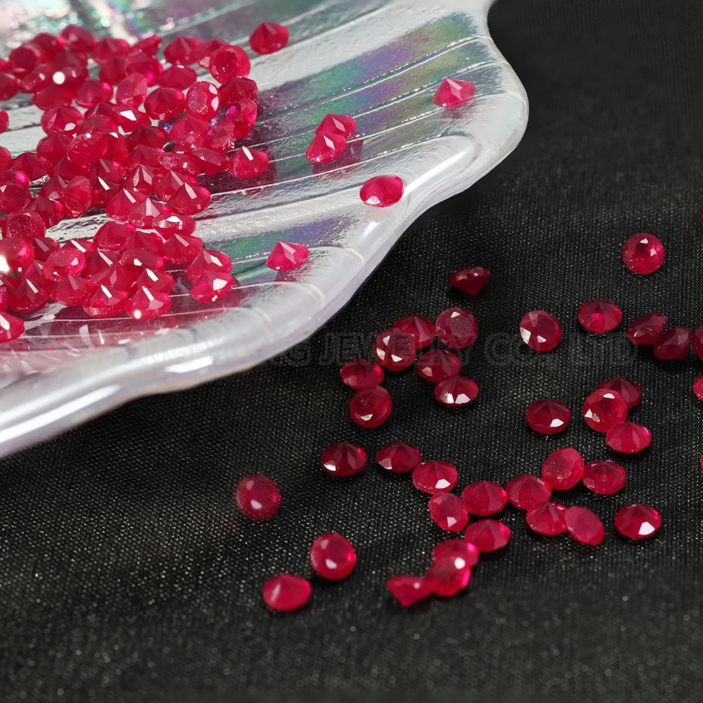 Natural Corundum Ruby Gemstone Round Cut Red Diamond