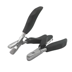 Alicates negros de forma plana con ranuras pequeñas, abrazadera de extensión de cabello preunida, 1 unidad