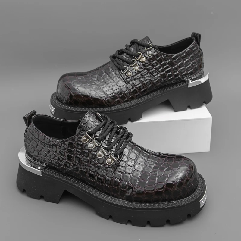 

Men's Derby Leather Shoes fashion designer styles party Daily leisure and business Outdoor Thick soled height increasing shoes