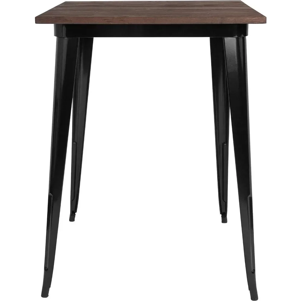 Mesa de bar moderna, barra interna quadrada preta/madeira de 31,5 polegadas, adequada para uso doméstico (31,5" P X 31,5 "L X 42" A), mesa de bar