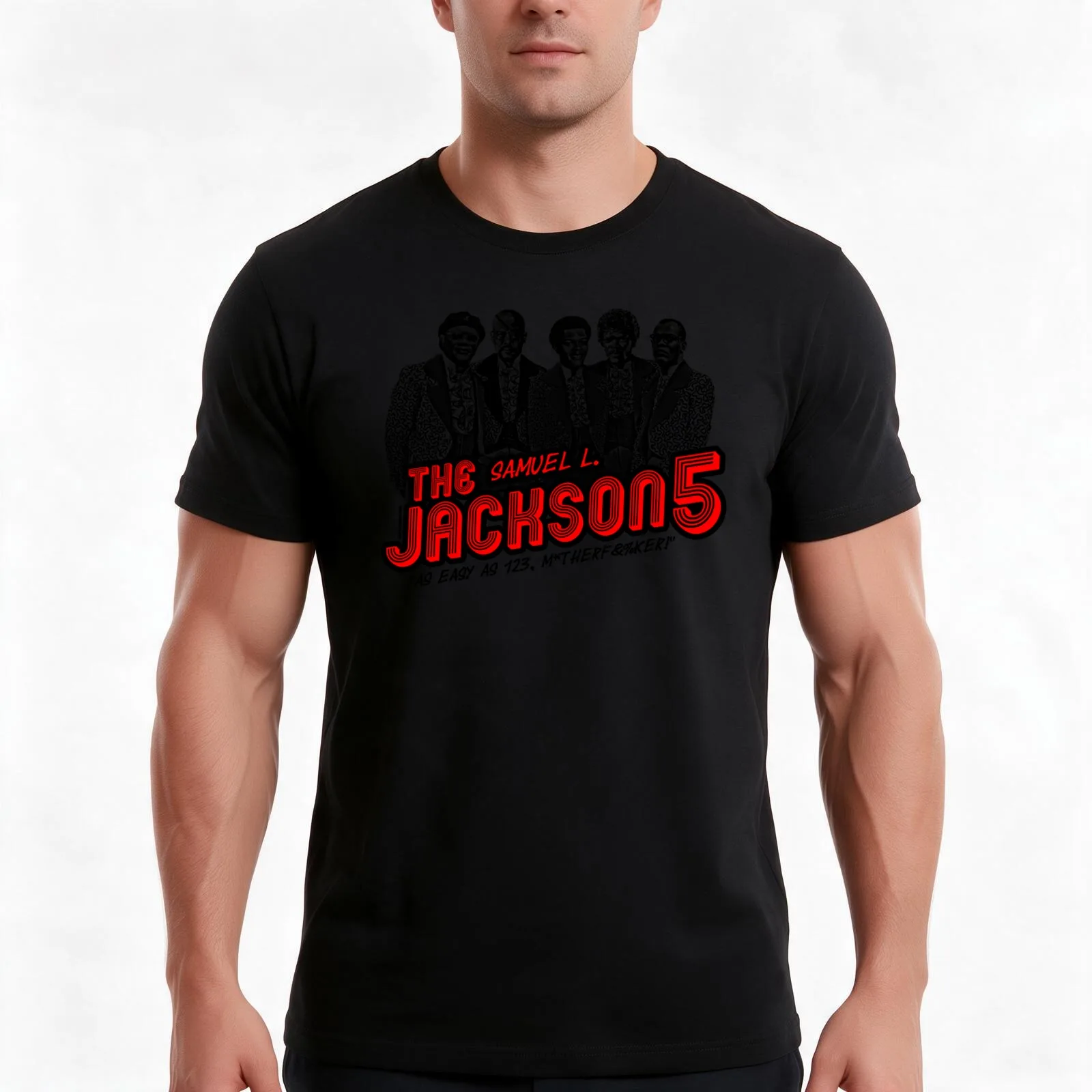 The Samuel L. Jack.son 5 T-Shirt, Summer Casual Cotton Tee, Oversized Streetwear Tops, Vintage Graphic Print, Unisex Men Women