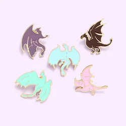 Custom Pterodactyl Dinosaur Flying Dragon Enamel Pin Jurassic Blue Pink Purple Brooch Cartoon Badge Gifts for Friends Wholesale