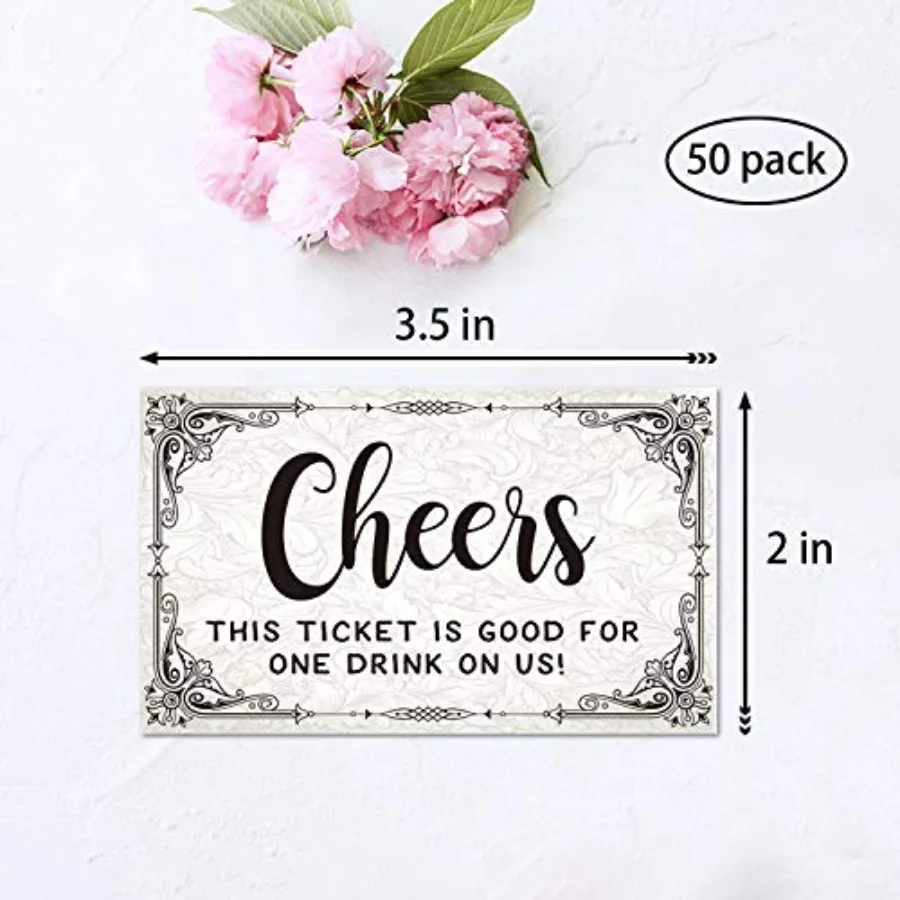 50 تذكرة للمشروبات المجانية - تذاكر مشروبات الحفلات لحفلات الزفاف والمناسبات والعمل وحفلات العمل. كحول نبيذ البيرة المجاني واحد #3