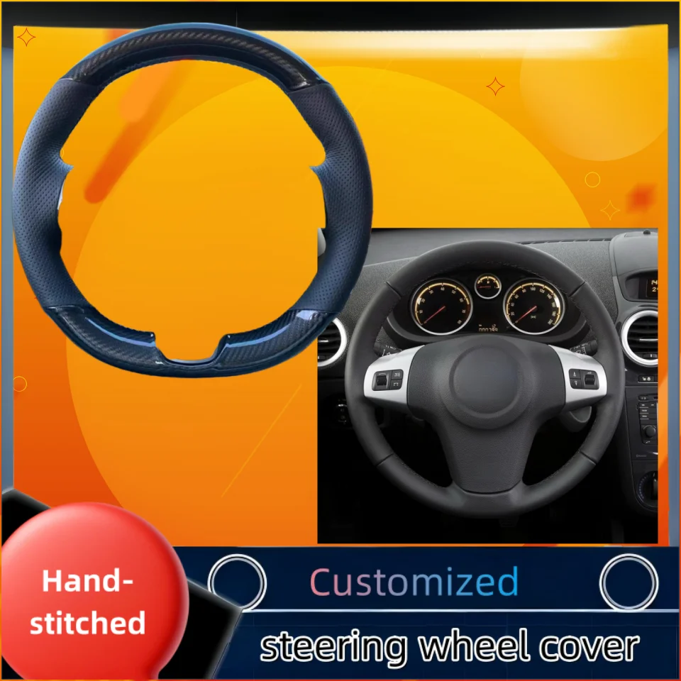 

Car Steering Wheel Cover For Chevrolet Niva 2009-2017 Vauxhall Corsa (D) Opel Corsa (D) Hand-stitched Carbon Fiber Leather