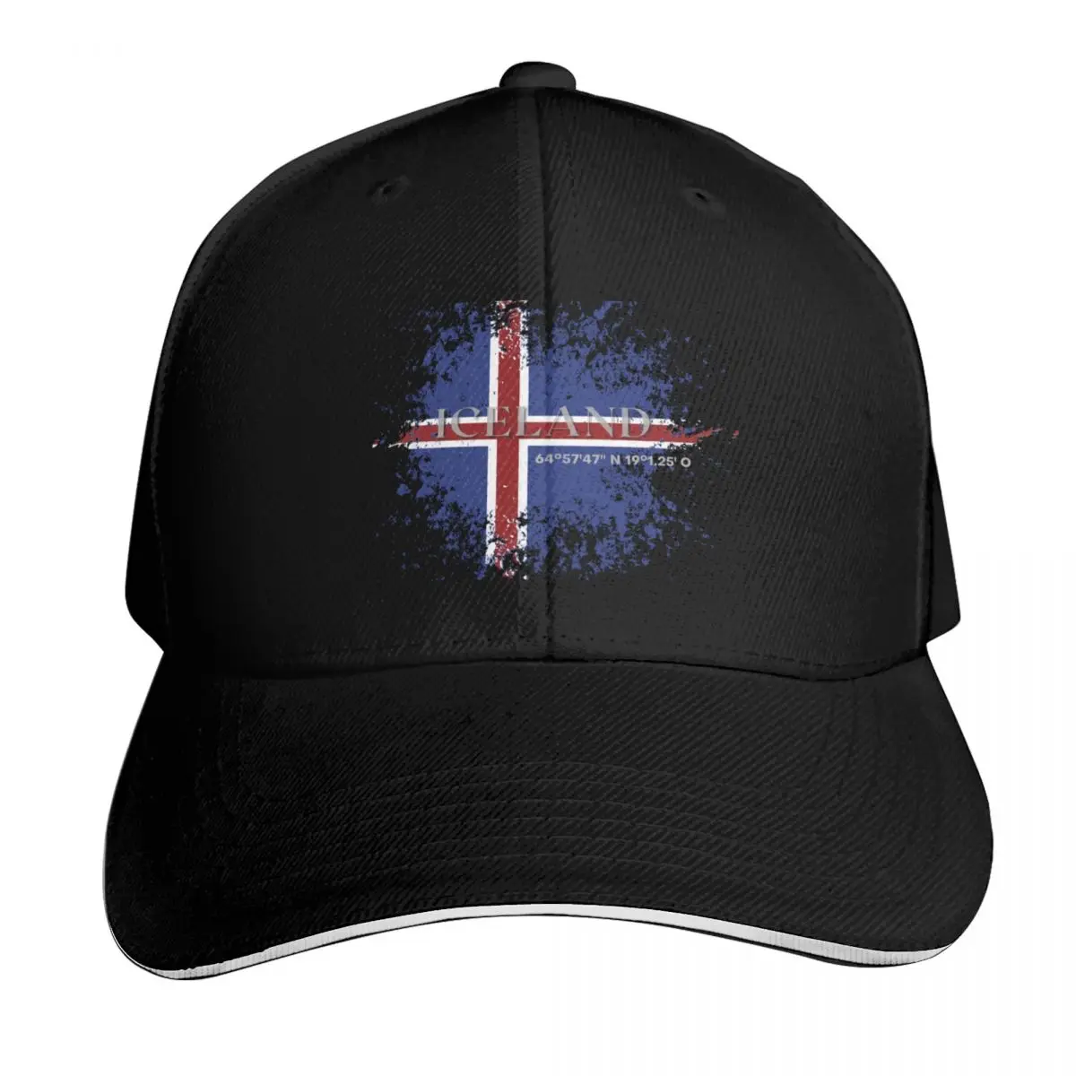 Iceland vintage grunge flag Baseball Cap Streetwear Hip Hop Trendy Vintage Retro Embroidered Lightweight Packable