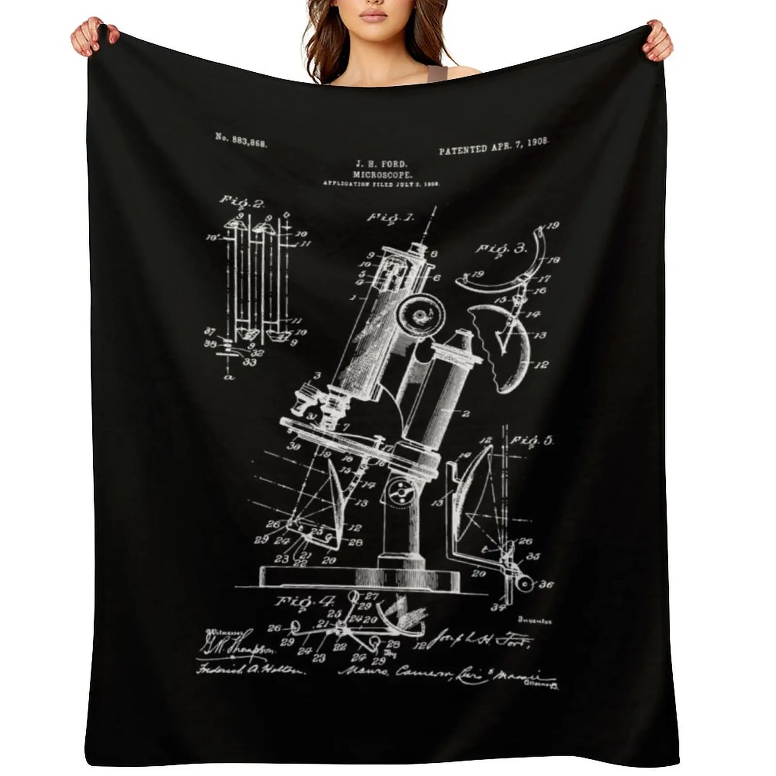 Microscope Patent / Microscope Art gifts / Microscope Patent Illustration Throw Blanket for sofa Moving halloween Blankets