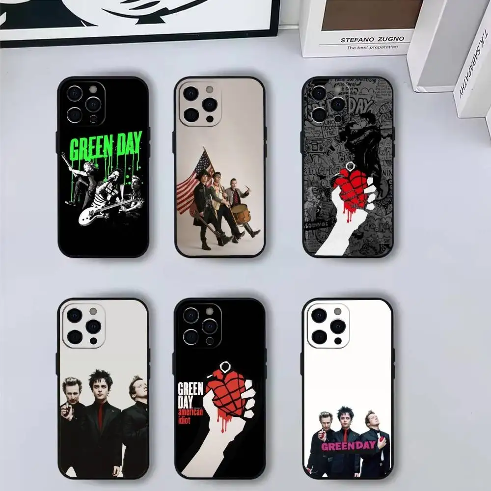 

G-Green Day Band Heart Grenade Phone Case For iPhone 17,16,15,14,13,12,11 Plus,Pro Max,XS,Soft Silicone Black Cover